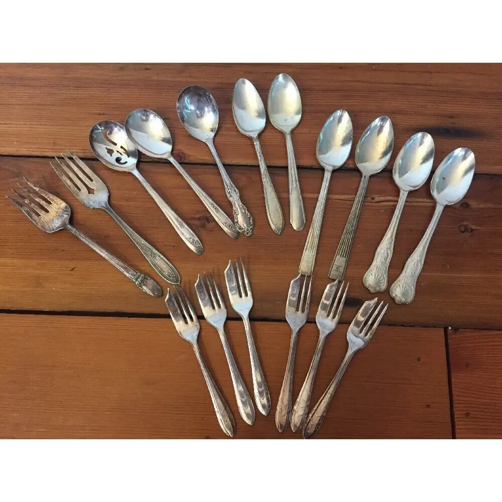Lot 17 pc Vintage Mixed Sheffield England WM Rogers Hilton Silverplate Flatware